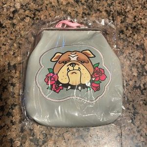 NWT Fluff Dog with roses and spike collar coin purse